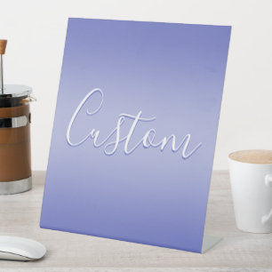 Bewerkbaar cursief script Wit & Paarse Violet Reclamebord Met Voetstuk