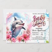 Bewerkbaar Dolphin Girl Baby shower Kaart (Voorkant)