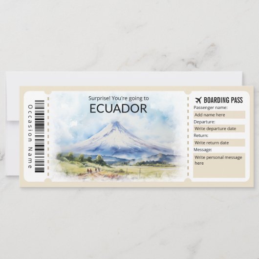 Bewerkbaar Ecuador Vliegticket, Ecuador Trip Kaart (Voorkant)