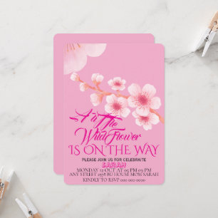 Bewerkbaar Een beetje Wildflower Baby shower Invit Kaart