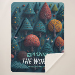 Bewerkbaar Fantasy garen, bosvogels en bomen Sherpa Deken