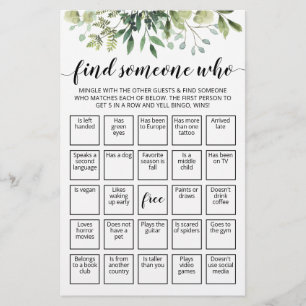 Bewerkbaar Find Someone Who spel Bingo spel