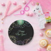 bewerkbaar Fireworks Papieren Bordje (Feest)