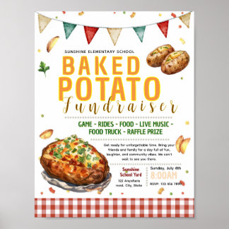 Bewerkbaar flyer voor gebakken aardappel fundraise poster