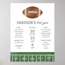 Bewerkbaar Football 1st Birthday Milestone Sign Poster