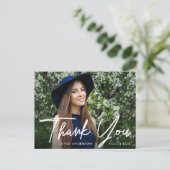Bewerkbaar foto bedankt script afstuderen briefkaart (Staand voorkant)