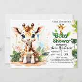 Bewerkbaar Giraffe-Baby shower Kaart (Voorkant)