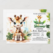 Bewerkbaar Giraffe-Baby shower Kaart (Voorkant / Achterkant)