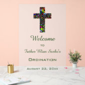 Bewerkbaar Glas in lood Cross Religious Event Acryl Bord (Huwelijk)