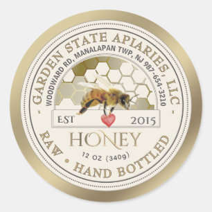 Bewerkbaar Gold Honey Label Honeycomb Bee Heart