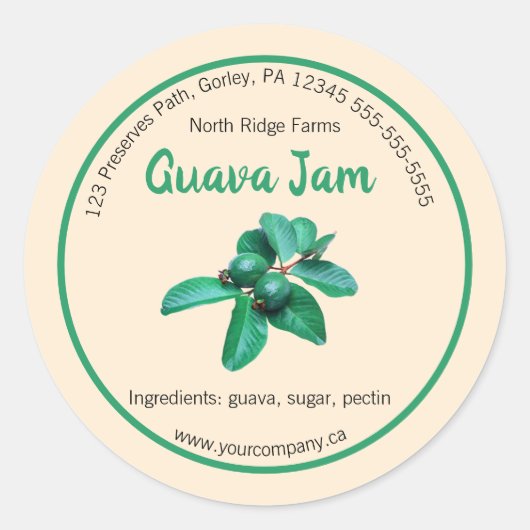 Bewerkbaar Guava Jam Label (Voorkant)
