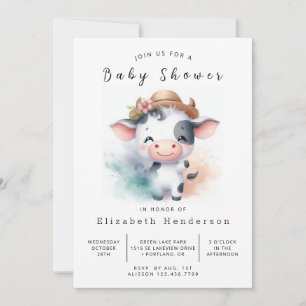 Bewerkbaar Happy Simple Koe Baby shower Kaart