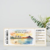 Bewerkbaar Honolulu Boarding Pass Vliegticket Kaart (Staand voorkant)