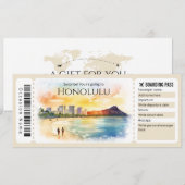 Bewerkbaar Honolulu Boarding Pass Vliegticket Kaart (Voorkant / Achterkant)