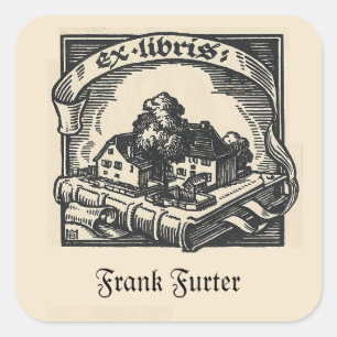 Bewerkbaar huis op een boek vierkante sticker