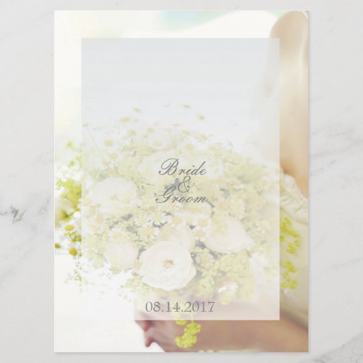 Bewerkbaar huwelijksmenu Bride flower bouquet Menu (Achterkant)