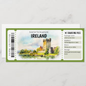 Bewerkbaar Ireland Plane Boarding Pass Ticket Kaart (Voorkant / Achterkant)