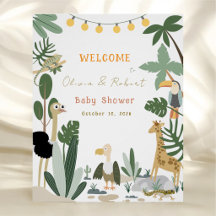 Bewerkbaar Jungle Safari Baby Shower Welkomstbord