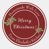 Bewerkbaar Kerstmis Bakken Cadeau Rood Kerstfeest Ronde Sticker (Voorkant)
