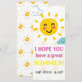 Bewerkbaar Laatste schooldag, zomerse wenskaart Feestdagenkaart (Voorkant / Achterkant)