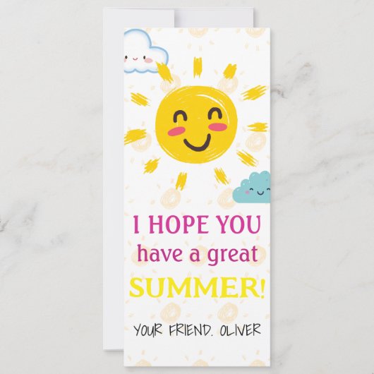 Bewerkbaar Laatste schooldag, zomerse wenskaart Feestdagenkaart (Voorkant)