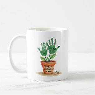 Bewerkbaar lerarengeschenk met handafdruk kunst koffiemok