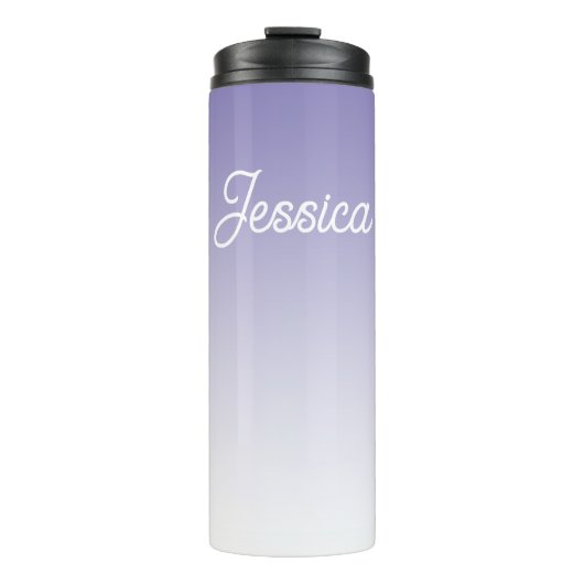 (bewerkbaar) Lichte Paarse Kleur Ombre & Jouw teks Thermosbeker (Voorkant)