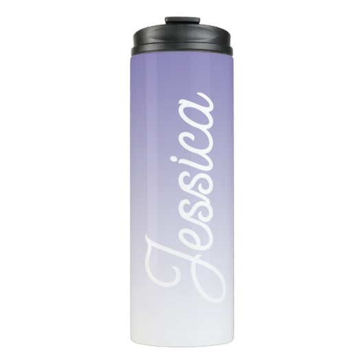 (bewerkbaar) Lichte Paarse Kleur Ombre & Jouw teks Thermosbeker (Voorkant)