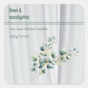 Bewerkbaar Linnen en Eucalyptus Product Vierkante Sticker