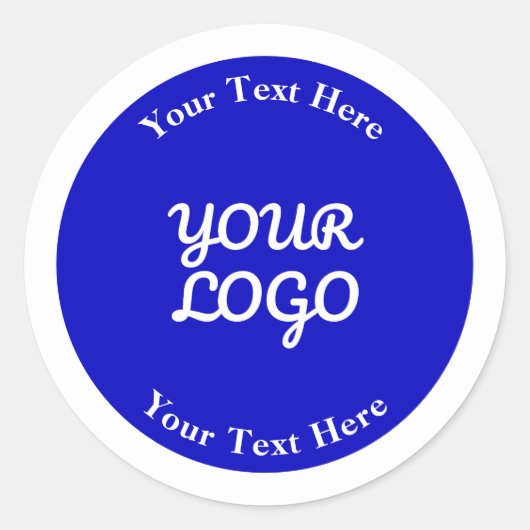 Bewerkbaar Logo Toevoegen Koningsblauw & Wit met R Ronde Sticker (Voorkant)