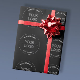 Bewerkbaar Logo Vervanging & Bedrijfsnaam Zwart Cadeaupapier