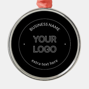 Bewerkbaar Logo Vervanging & Bedrijfsnaam Zwart Metalen Ornament