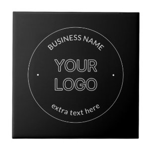 Bewerkbaar Logo Vervanging & Bedrijfsnaam Zwart Tegeltje