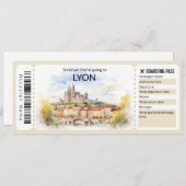Bewerkbaar Lyon Vliegticket, Lyon Trip Kaart (Voorkant / Achterkant)
