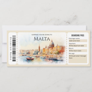 Bewerkbaar Malta Plane Boarding Pass Ticket Kaart