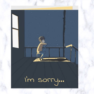 Bewerkbaar Man Zittend In De Regen Het spijt me Kaart