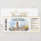 Bewerkbaar Manchester Vliegticket, Engeland Trip Kaart (Voorkant / Achterkant)