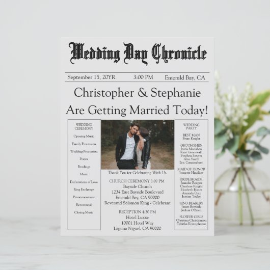 Bewerkbaar Modern Chic Photo QR Code Trouwprogramm (Staand voorkant)