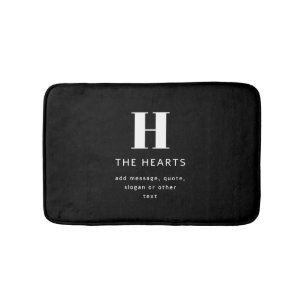 Bewerkbaar Modern Monogram Naam & Bericht Zwart Badmat