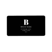 Bewerkbaar Modern Monogram Naam & Bericht | Zwart Etiket (Voorkant)