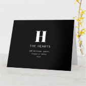 Bewerkbaar Modern Monogram Naam & Bericht | Zwart Kaart (Gele Bloem)