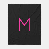 Bewerkbaar Modern Roze & Zwart Monogram Fleece Deken (Voorkant)