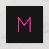 Bewerkbaar Modern Roze & Zwart Monogram Informatiekaartje (Voorkant)