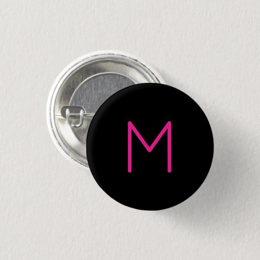 Bewerkbaar Modern Roze & Zwart Monogram Ronde Button 3,2 Cm (Voorkant /achterkant)