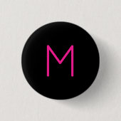 Bewerkbaar Modern Roze & Zwart Monogram Ronde Button 3,2 Cm (Voorkant)