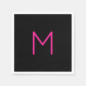 Bewerkbaar Modern Roze & Zwart Monogram Servet (Voorkant)