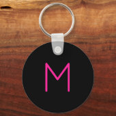 Bewerkbaar Modern Roze & Zwart Monogram Sleutelhanger (Voorkant)