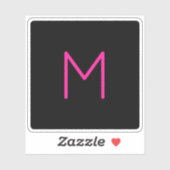Bewerkbaar Modern Roze & Zwart Monogram Sticker (Vel)