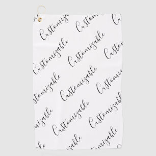 Bewerkbaar modern schriftekstpatroon Zwart & Wit Golfhanddoek
