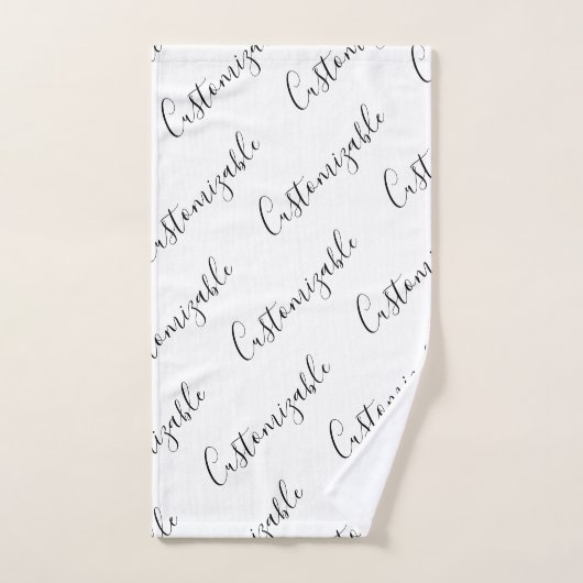 Bewerkbaar modern scripttekstpatroon | Zwart-wit Bad Handdoek (Handdoek)
